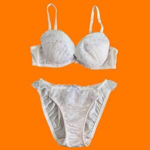 00's vintage pastel floral lace fairy coquette y2k 2pc lingerie set XS S